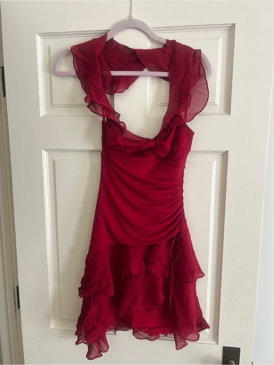 BCBG Dresses & Skirts - BCBG Red Ruffle Cocktail Dress